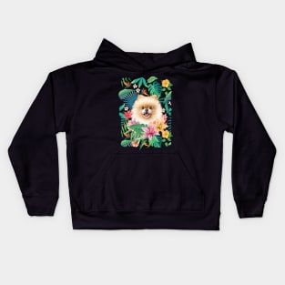 Tropical Pomeranian 5 Kids Hoodie